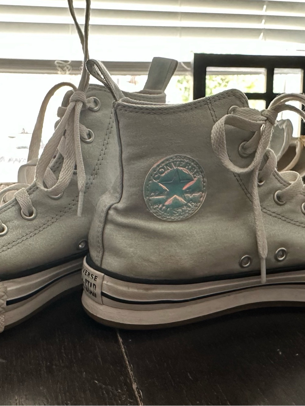 Converse High-Top Sneakers in Light Gray and White